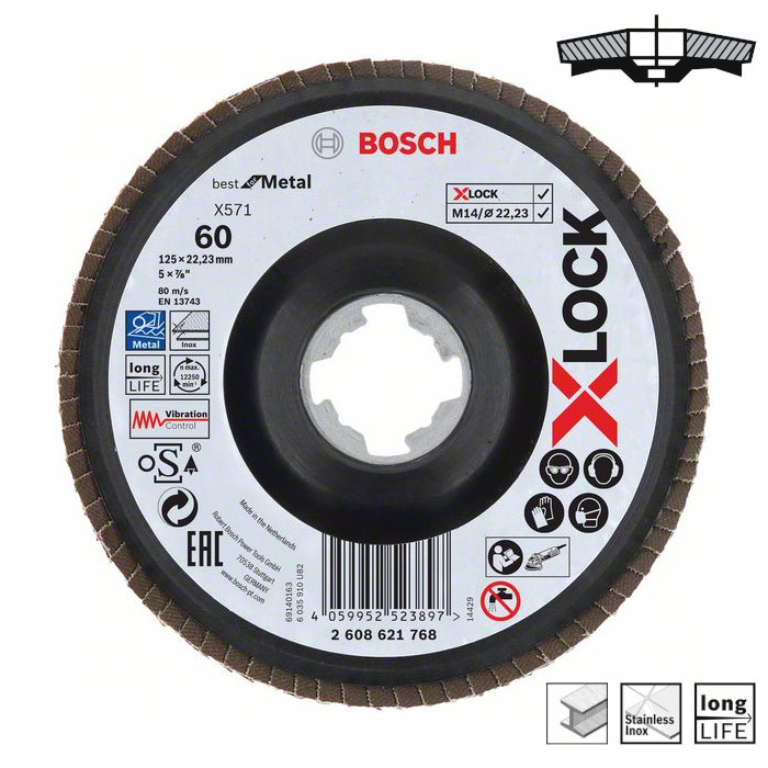 Bosch X-Lock Fächerschleifscheiben Korn 60