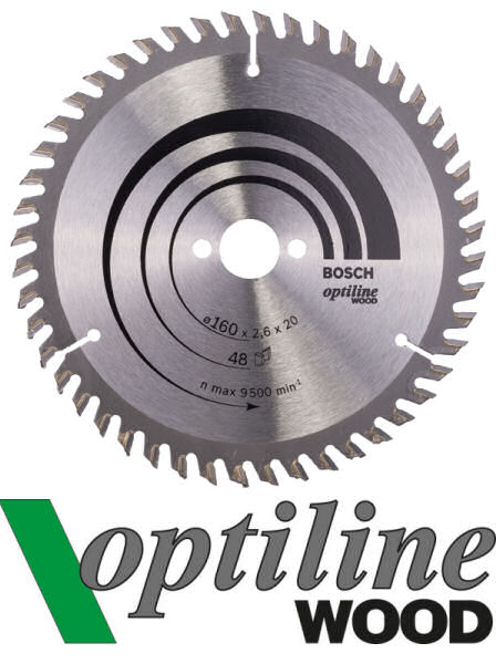 Bosch Kreissägeblatt Optiline Wood 160 x 20/16 mm mit 48 Zähnen