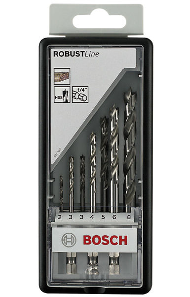 Bosch RobustLine Holzbohrerset mit 6-Kant-Aufnahmeschaft