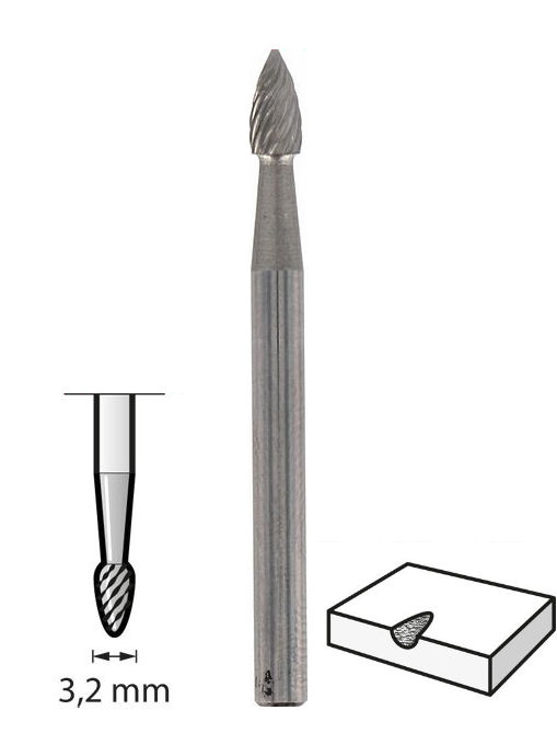 Dremel 9911 Wolfram-Karbid-Fräser Eisspitze Ø 3,2 mm