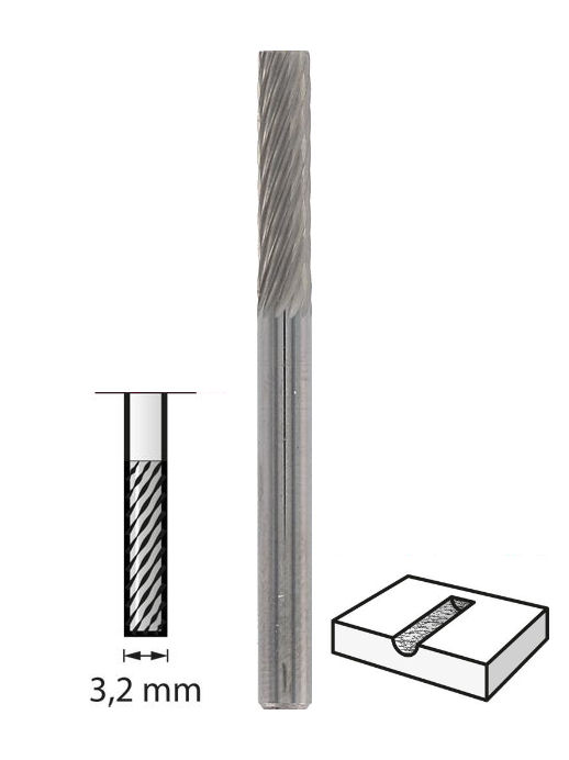 Dremel 9901 Wolfram-Karbid-Fräser zylindrisch Ø 3,2 mm