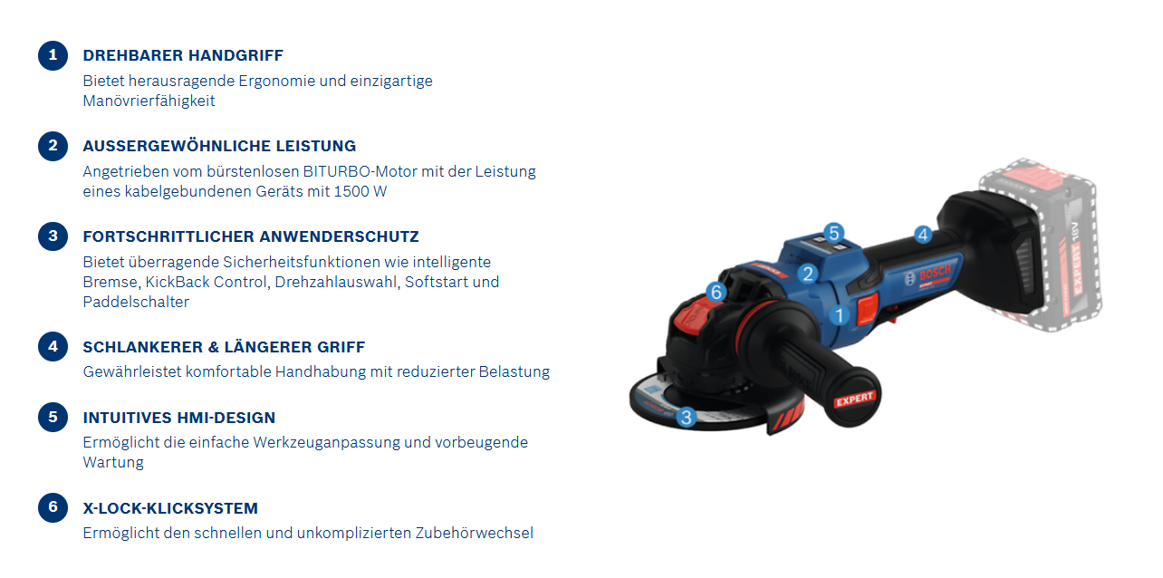 Bosch X-Lock Expert Winkelschleifer EXWX18V-15PS/SOLO