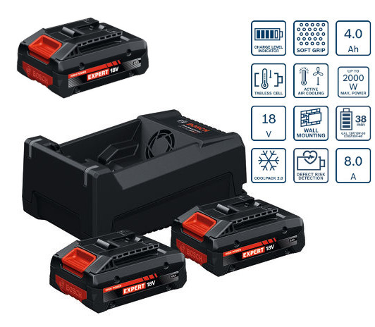 Bosch Akku Starterset 3x EXBA18V-40 + GAL12V / 18V-80