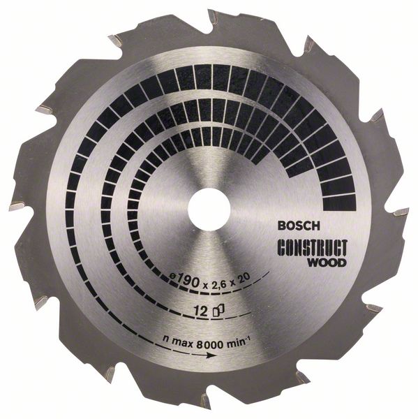 Bosch Kreissägeblatt Construct Wood 190 x 20/16 mm / 12 Zähne