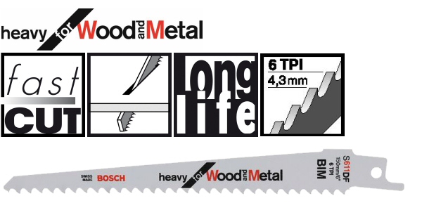 Säbelsägeblätter S 611 DF für Holz und Metall