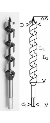 Schlangenbohrer für Weich- uns Hartholz 20 x 470/600 mm