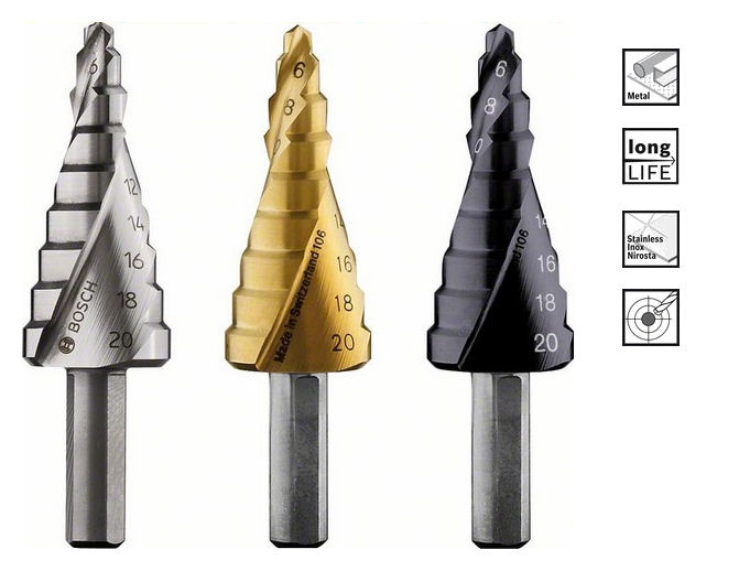 Bosch Stufenbohrer 9-stufig  4 - 20 mm Industriequalität