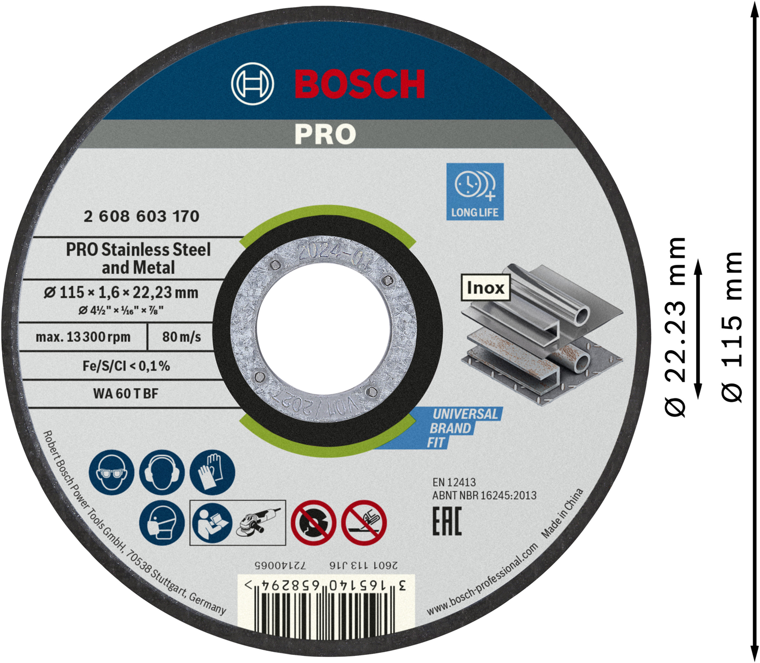 Trennscheibe PRO 115 mm gerade - INOX